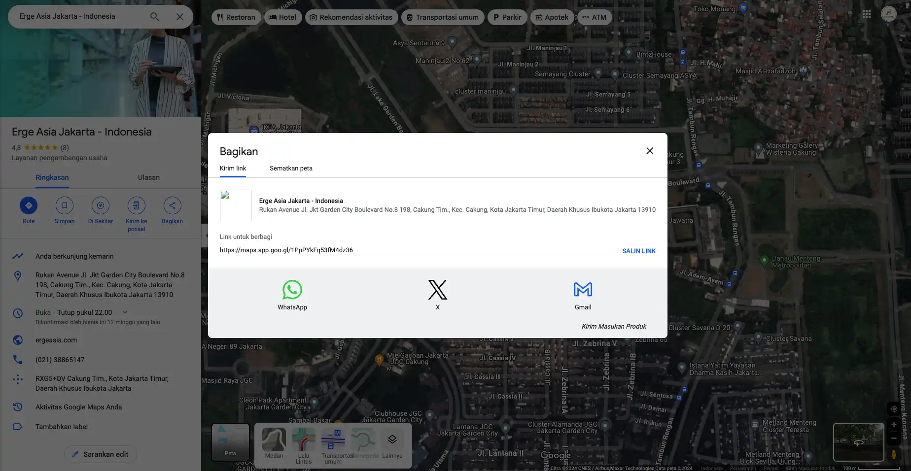 Panduan Google Maps - Share Button